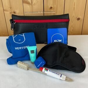 TUMI Travel Zipper Amenities Bag/Clutch Bundle, Black